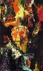 Abstract Oil on Board with girl and cigarette